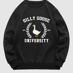 Men's "silly goose" letter print casual crew neck sweatshirt