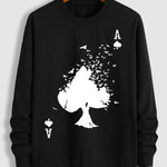 Men's Poker A Print Casual Round Neck Sweatshirt