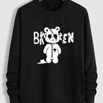 Men's Patched Bear Print Casual Crew Neck Sweatshirt