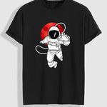 Men's Space Astronaut Print Casual Round Neck Short Sleeve T-Shirt