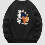 Men's Hip-Hop Bear Graphic Print Crew Neck Sweatshirt