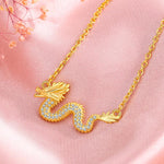 Buddha Stones 925 Sterling Silver Year Of The Dragon Auspicious Golden Dragon Luck Chain Necklace Pendant