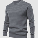 Men's waffle texture solid color casual sweatshirt
