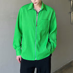 Thin Crumpled Striped Zip Cardigan