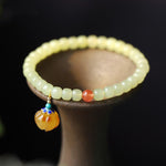Natural Hetian Jade Pumpkin Amber Red Agate Crystal Prosperity Bracelet