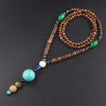 Buddha Stones Tibetan Wenge Wood Bodhi Seed Agate Balance Peace Necklace Pendant (Extra 40% Off | USE CODE: FS40)
