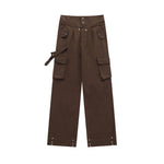 Waist Lapel Side Pockets Buttons Trousers