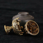 Buddha Stones Tibetan Mini Mountain Pattern Meditation Copper Alloy Incense Burner