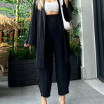 Zeagoo Women's Casual Comfort Set Loose Cardigan Top & High-Waist Wide-Leg Pants with Pockets