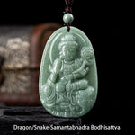 Buddha Stones Chinese Zodiac Natal Buddha Natural Jade Wealth Prosperity Necklace Pendant (Extra 30% Off | USE CODE: FS30)