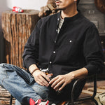 Loose Stand Collar Long Sleeve Casual Shirt