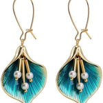 Vintage Blue Lotus Silver Earrings