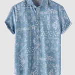 Men's Floral Print Buttoned Casual Short Sleeve Shirt