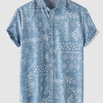 Men's Floral Print Casual Short Sleeve Shirt Quick-Drying Swimming Shorts Set