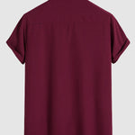 Men's solid color lapel button down casual short sleeve shirt