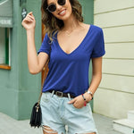 Zeagoo T-Shirt Women's Short Sleeve Deep V Neck Top (DE Only)