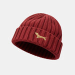 Dachshund Embroidered Pattern Thick And Warm Knitted Hat