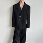 Metal Buckle Shoulder Padded Loose Suit Jacket