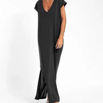 Zeagoo Women's Casual V-neck Short Sleeve Loose Fit Slit Dress