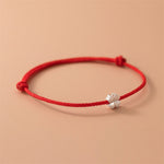 Buddha Stones 925 Sterling Silver Four Leaf Clover Red Rope Bracelet