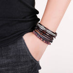 Buddha Stones Wrap Hemp Cords Wood Beads Leather Bracelet