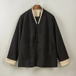 Contrast Trim Frog Button Zen Kimono Jacket