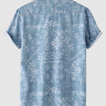 Men's Floral Print Casual Short Sleeve Shirt Quick-Drying Swimming Shorts Set