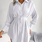 Zeagoo Lantern Sleeve Waisted Asymmetric Shirt Dress for Women Casual Work Office Loose Fit 2026 | Under