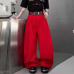 Scimitar Button Loose Casual Wide-leg Pants