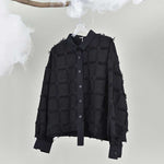 Tassel-trimmed Patchwork Lapel Loose Shirt