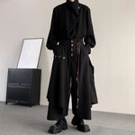 Vintage Button Asymmetric Patchwork Wide-leg Culottes