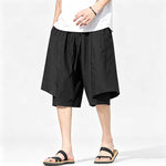Ice Silk Loose-fitting Faux Two-piece Shorts