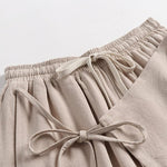 Linen Vintage Tie Wide Leg Straight Pants