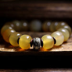Buddha Stones Handmade Tibetan Sheep Horn Om Mani Padme Hum Auspiciousness Bracelet