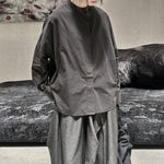 Womenâ€˜s Stand-up Collar Long-sleeved Loose Casual Base Shirt