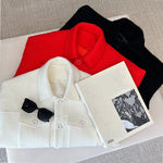 Solid Color Cropped Knit Jacket