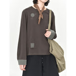 Women's Japanese Loose Graphic Striped Patchwork Crewneck T-shirt