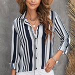 Zeagoo Long Sleeve Button Down Shirt Stripe Print Turndown Cardigan Business Shirt Regular-Fit Shirt