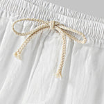 Men's solid color cotton-linen casual vacation short-sleeved shirt and shorts set