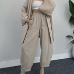 Zeagoo Women's Casual Loungewear Set Solid Color Loose Long Sleeve Kimono Cardigan and Pants