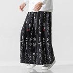 Calligraphy Print Culottes Hakama Pants