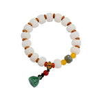 Buddha Stones Natural Bodhi Seed Red Agate Bodhi Calm Harmony Engraved Pumpkin Bead Lotus Bracelet