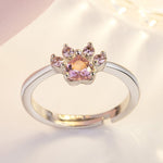 Rose Gold Paw Jewelry Set – 4 Pieces with Zirconia Heart (Ring, Necklace, Earrings, Bracelet)