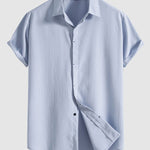 Men's Cotton Linen Lapel Short Sleeve Shirt