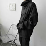Vintage Turtleneck Big Pocket Loose Shirt
