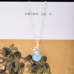 Buddha Stones 925 Sterling Silver Natural Aquamarine Leaf Flower Peace Earrings Necklace