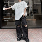 Beaded Letter Shoulder-Pad T-Shirt