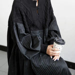 Patchwork Diamond Plaid Pleated Long Sweater