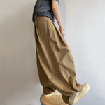 Retro Pleated Lantern Cuff Overalls