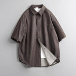 Casual Retro Twill Faux Denim Loose Collar T-Shirt